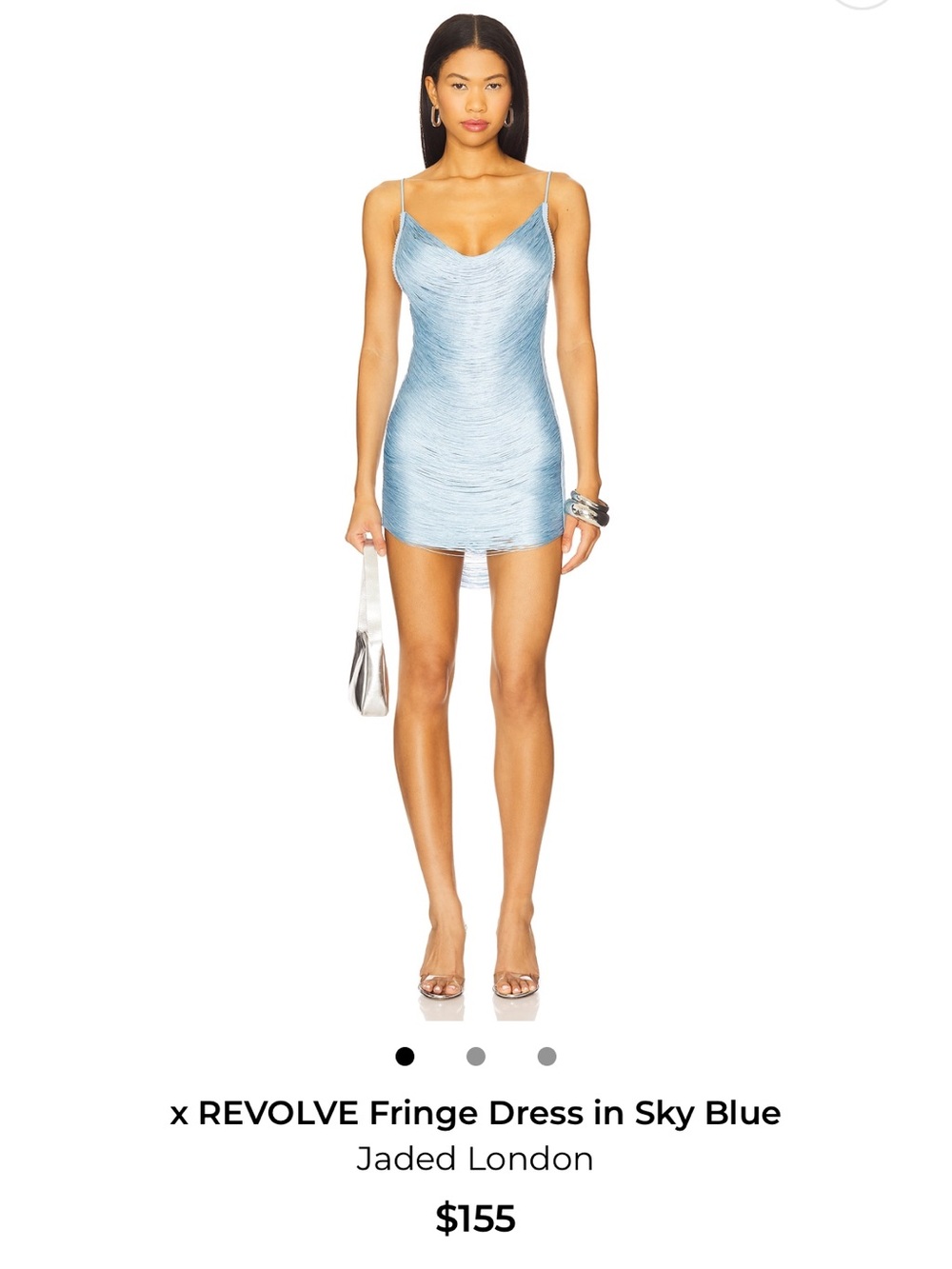 Jaded London x Revolve Sky Blue Fringe Mini Dress